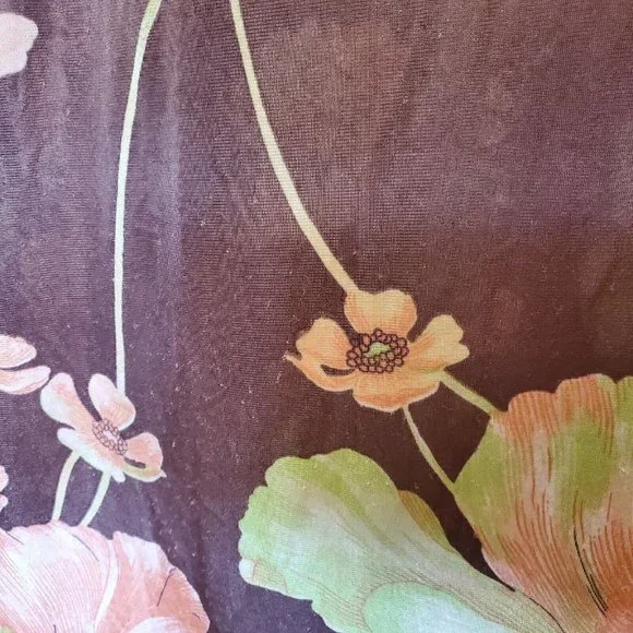 VTG Long Slip Babydoll Dress Brown 2 Pc Robe Set Peach Sz S Loungewear 70s Nylon - Picture 6 of 16